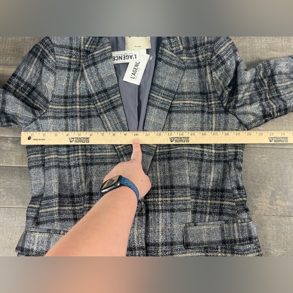 L’Agence Diana Wool Blend Metallic Plaid Blazer - Picture 4 of 7